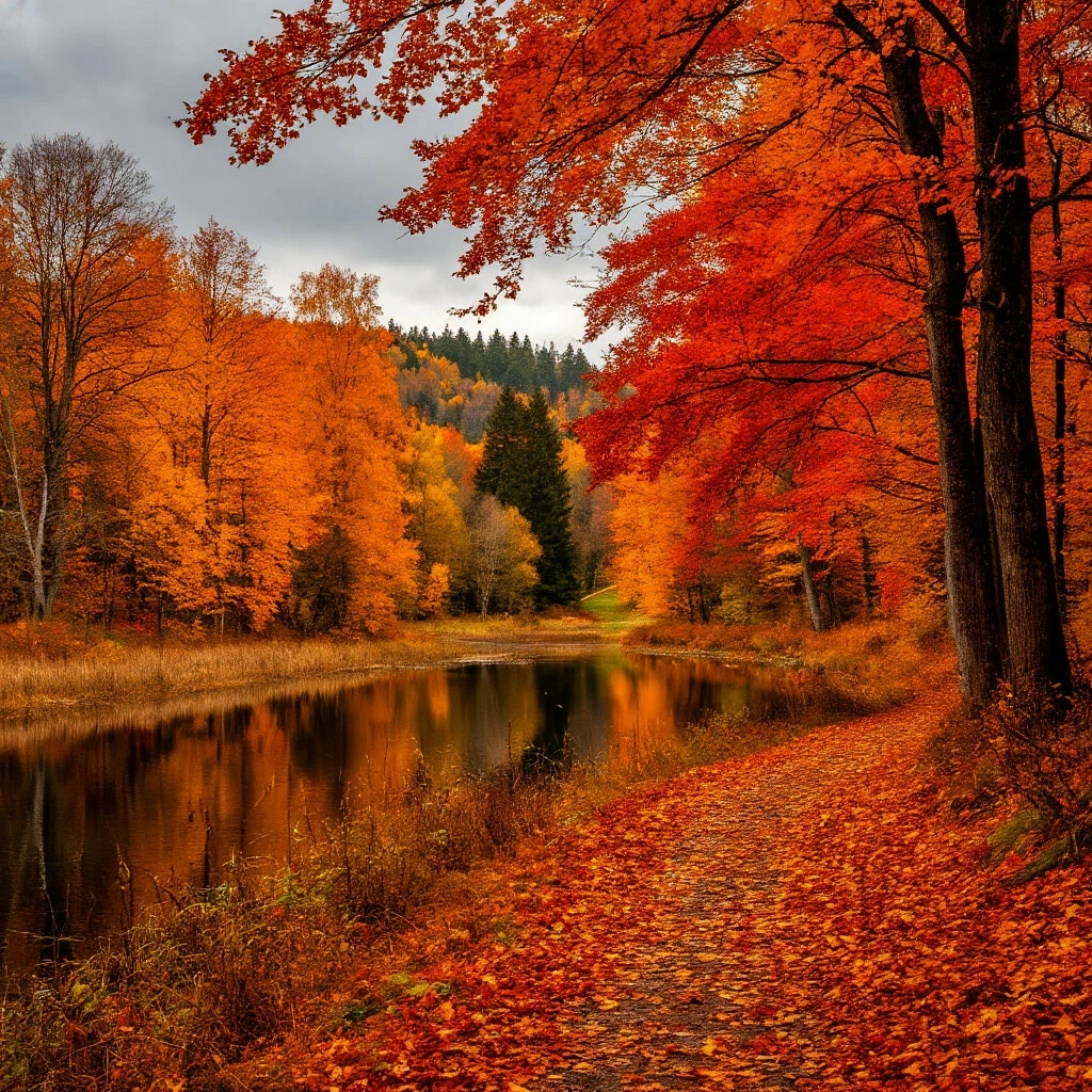 Chút tâm trạng man mác, sâu lắng gửi vào tranh phong cảnh mùa thu buồn